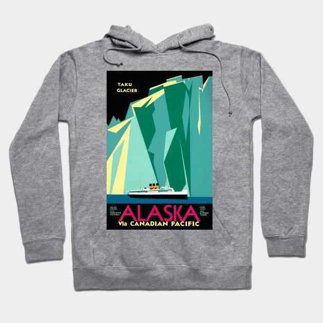 Vintage Travel Poster Alaska Taku Glacier Hoodie by vintagetreasure